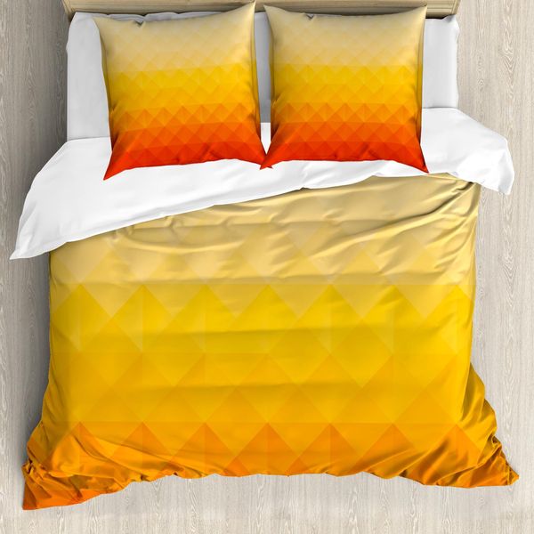 Abakuhaus Copripiumino Astratto, Mosaico Triangolare In Poliestere, Antiacaro, Adatto A Chi Soffre Di Allergie, Con Federe, 200 Cm X 200 Cm - 80 X 80 Cm, Rosso Vermiglio Calendula-image