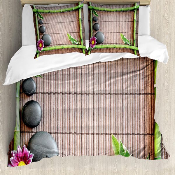 Abakuhaus Copripiumino Meditation, Motivi Spa Stone, Antiacaro, Adatto A Chi Soffre Di Allergie, Con Federe, 200 Cm X 200 Cm - 80 X 80 Cm, Multicolore-image