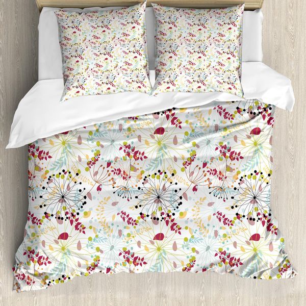 Abakuhaus Copripiumino Con Fiori, Petali Botanici Primaverili, Antiacaro, Adatto A Chi Soffre Di Allergie, Con Federe, 200 Cm X 200 Cm - 80 X 80 Cm, Multicolore-image