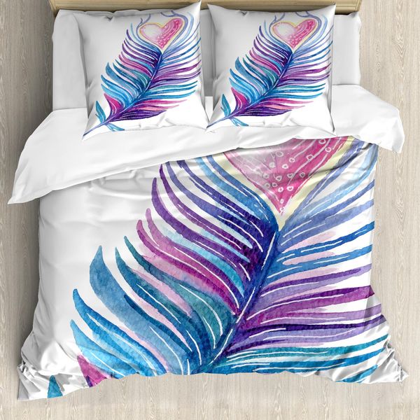 Abakuhaus Copripiumino, Federe Vibrant, Antiacaro Adatto A Chi Soffre Di Allergie Con Federe, 200 Cm X 200 Cm - 80 X 80 Cm, Viola-Rosa-Blu-image