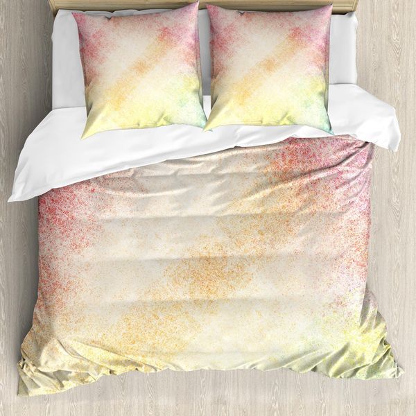 Abakuhaus Copripiumino Pesca, Vibrant Grunge, Antiacaro, Adatto A Chi Soffre Di Allergie, Con Federe, 155 Cm X 220 Cm - 80 X 80 Cm, Rosa Arancione Giallo-image
