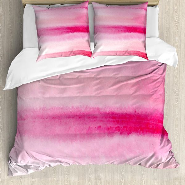 Abakuhaus Copripiumino Pesca, Pennellate, Antiacaro, Adatto A Chi Soffre Di Allergie, Con Federe, 155 Cm X 220 Cm - 80 X 80 Cm, Rosa-Rosa-image