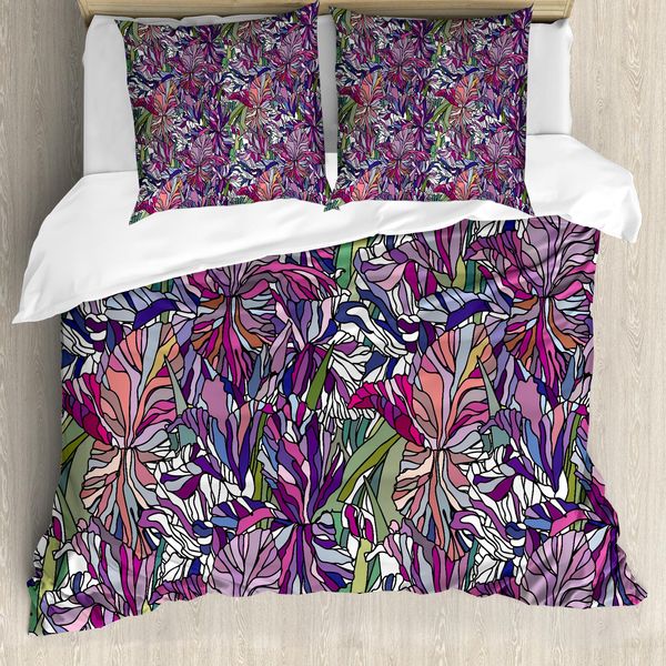 Abakuhaus Copripiumino Con Fiori, Bouquet Della Giungla Tropicale, Antiacaro, Adatto A Chi Soffre Di Allergie, Con Federe, 155 Cm X 220 Cm - 80 X 80 Cm, Multicolore-image