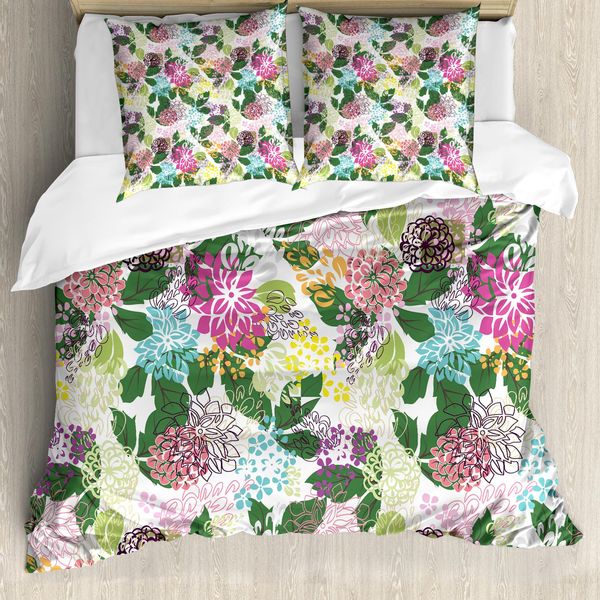 Abakuhaus Copripiumino Con Fiori, Blooms SchöNheit, Antiacaro, Adatto A Chi Soffre Di Allergie, Con Federe, 200 Cm X 200 Cm - 80 X 80 Cm, Multicolore-image