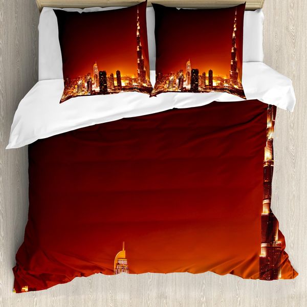 Abakuhaus Copripiumino Paesaggio, East Dubai Paesaggio, Antiacaro, Adatto A Chi Soffre Di Allergie, Con Federe, 155 Cm X 220 Cm - 80 X 80 Cm, Multicolore-image