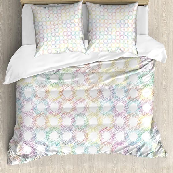 Abakuhaus Copripiumino Astratto, Cerchi Colorati Grunge, Antiacaro, Adatto A Chi Soffre Di Allergie, Con Federe, 200 Cm X 200 Cm - 80 X 80 Cm, Multicolore-image