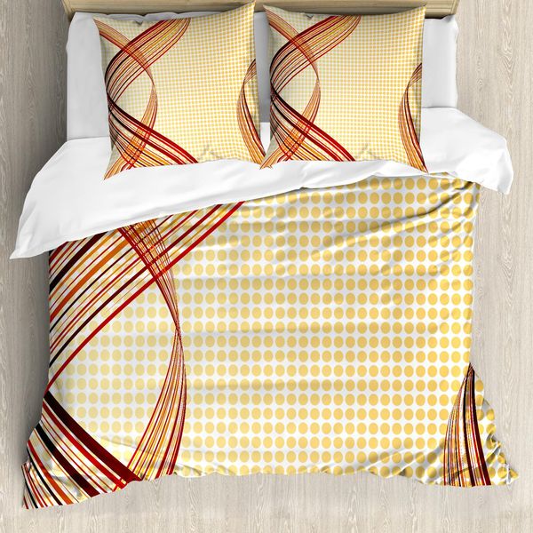Abakuhaus Copripiumino Moderno, Strisce Curve Astratte, Antiacaro, Adatto A Chi Soffre Di Allergie, Con Federe, 200 Cm X 200 Cm - 80 X 80 Cm, Multicolore-image