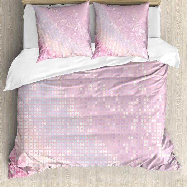 Abakuhaus Copripiumino Moderno, Motivo Astratto A Sfere Disco, Antiacaro, Adatto A Chi Soffre Di Allergie, Con Federe, 200 Cm X 200 Cm - 80 X 80 Cm, Rosa Pallido Rosa Baby-image