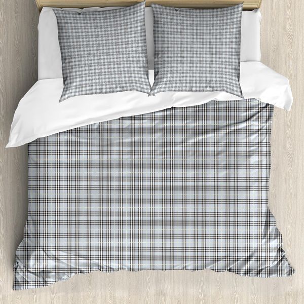 Abakuhaus Set Copripiumino Astratto Per Letti Matrimoniali, Arte Moderna Geometrica, Antiacaro, Adatto A Chi Soffre Di Allergie, Con Federe, Azzurro Grigio-image