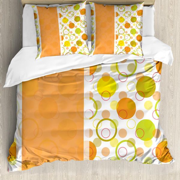 Abakuhaus Copripiumino Astratto, Circular Rotondo, Antiacaro, Adatto A Chi Soffre Di Allergie, Con Federe, 200 Cm X 200 Cm - 80 X 80 Cm, Arancione Giallo Verde Lime-image