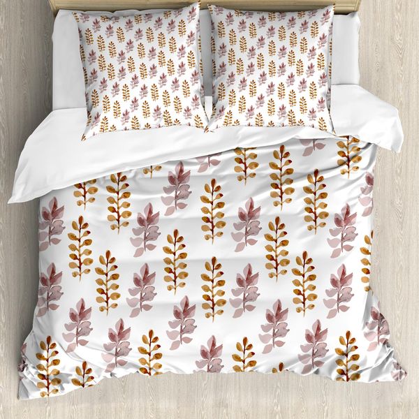 Abakuhaus Copripiumino Naturale, Fiori E Rami Primaverili, Antiacaro, Adatto A Chi Soffre Di Allergie, Con Federe, 155 Cm X 220 Cm - 80 X 80 Cm, Rosa Essiccata, Caffè Chiaro-image
