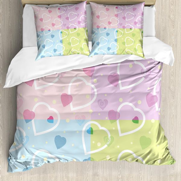 Abakuhaus Valentine Copripiumino, Cuori Colorati, Antiacaro, Adatto A Chi Soffre Di Allergie, Con Federe, 155 Cm X 220 Cm - 80 X 80 Cm, Multicolore-image