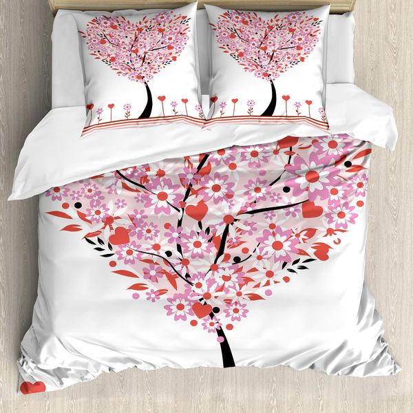 Abakuhaus Valentine Copripiumino, Heart Shaped Baum, Antiacaro, Adatto A Chi Soffre Di Allergie, Con Federe, 155 Cm X 220 Cm - 80 X 80 Cm, Multicolore-image