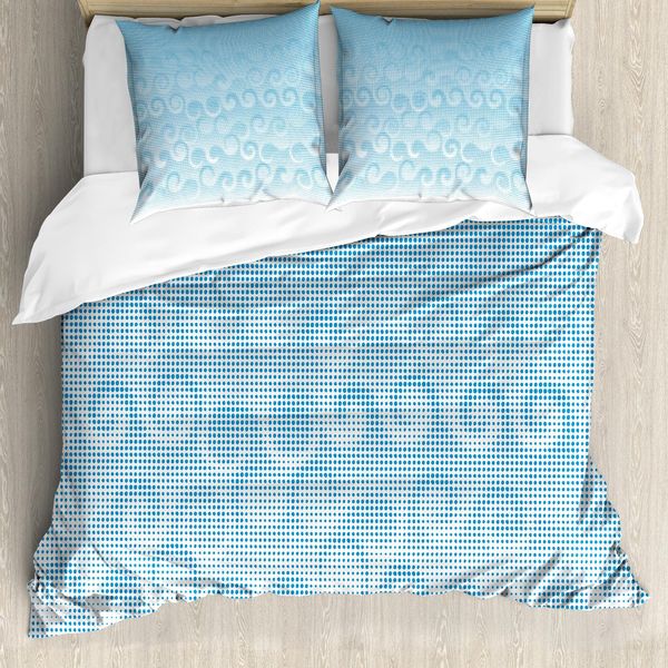 Abakuhaus Copripiumino Astratto, Spirale-Cerchio-Punti, Antiacaro, Adatto A Chi Soffre Di Allergie, Con Federe, 200 Cm X 200 Cm - 80 X 80 Cm, Azzurro-image