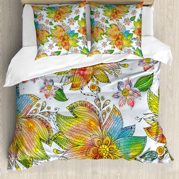 Abakuhaus Copripiumino Con Fiori, Macro Petali Artistici, Antiacaro, Adatto A Chi Soffre Di Allergie, Con Federe, 200 Cm X 200 Cm - 80 X 80 Cm, Multicolore-image