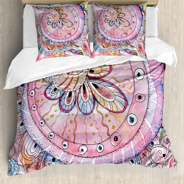 Abakuhaus Set Copripiumino Orientale Per Letti Matrimoniali, Motivi Floreali Etnici Arabeschi, Antiacaro, Adatto A Chi Soffre Di Allergie, Con Federe, Multicolore-image