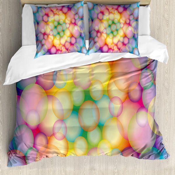 Abakuhaus Copripiumino Moderno, Hazy Ball Rund Hoop, Antiacaro, Adatto A Chi Soffre Di Allergie, Con Federe, 155 Cm X 220 Cm - 80 X 80 Cm, Multicolore-image