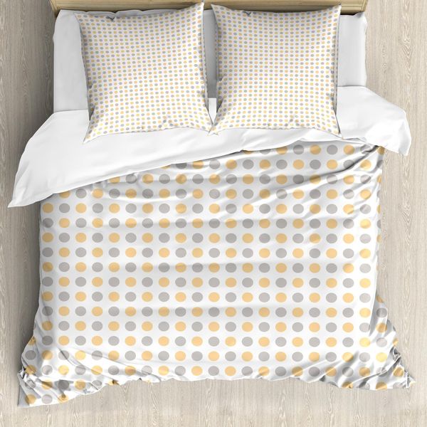 Abakuhaus Copripiumino Vintage, Pois Colorati Shabby, Antiacaro, Adatto A Chi Soffre Di Allergie, Con Federe, 200 Cm X 200 Cm - 80 X 80 Cm, Arancione Bianco Blu Cadetto-image
