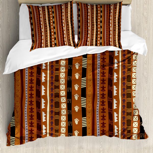 Abakuhaus Copripiumino Tribale, Strisce Dettagliate, Antiacaro, Adatto A Chi Soffre Di Allergie, Con Federe, 155 Cm X 220 Cm - 80 X 80 Cm, Multicolore-image