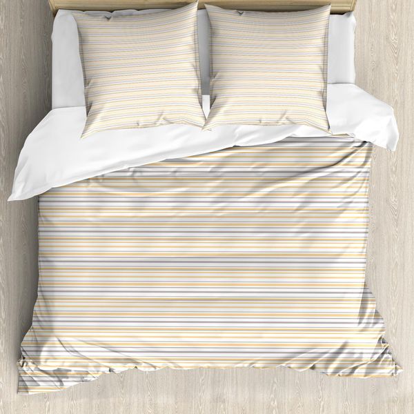 Abakuhaus Copripiumino Vintage, Linee Colorate Shabby, Antiacaro, Adatto A Chi Soffre Di Allergie, Con Federe, 155 Cm X 220 Cm - 80 X 80 Cm, Arancione Bianco Blu Cadetto-image