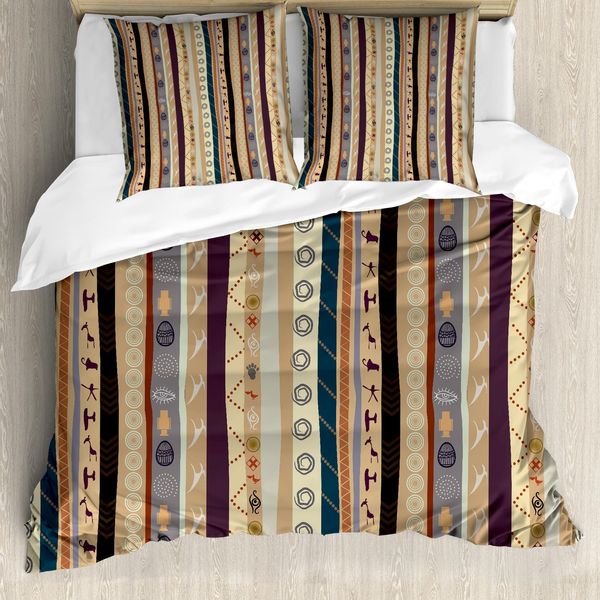 Abakuhaus Copripiumino Tribale, Decorazioni Tradizionali, Antiacaro, Adatto A Chi Soffre Di Allergie, Con Federe, 200 Cm X 200 Cm - 80 X 80 Cm, Multicolore-image