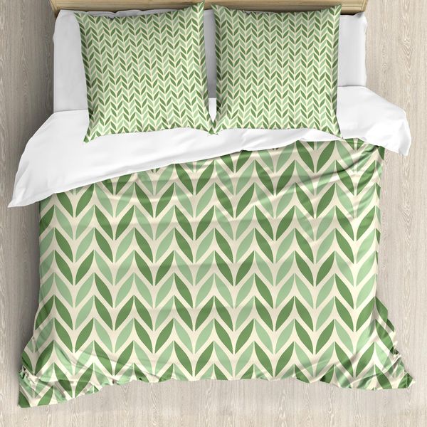 Abakuhaus Copripiumino Retrò, Verde Simmetrico, Antiacaro, Adatto A Chi Soffre Di Allergie, Con Federe, 200 Cm X 200 Cm - 80 X 80 Cm, Verde Verde Chiaro-image
