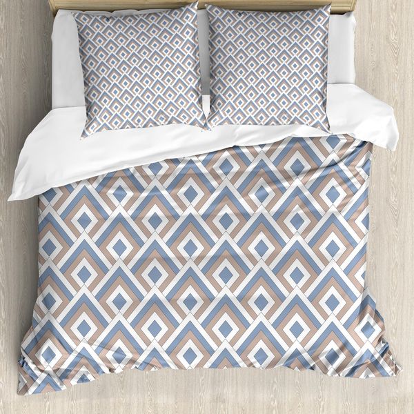 Abakuhaus Copripiumino Geometrico, Modern Nested Squares, Antiacaro E Anallergico Con Federe, 155 Cm X 220 Cm - 80 X 80 Cm, Rosa Essiccata-Blu Ardesia-image