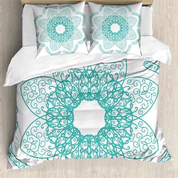 Abakuhaus Set Copripiumino Bohemien Per Letti Matrimoniali, Stile Persiano Orientale, Antiacaro, Adatto A Chi Soffre Di Allergie, Con Federe, Seafoam-image