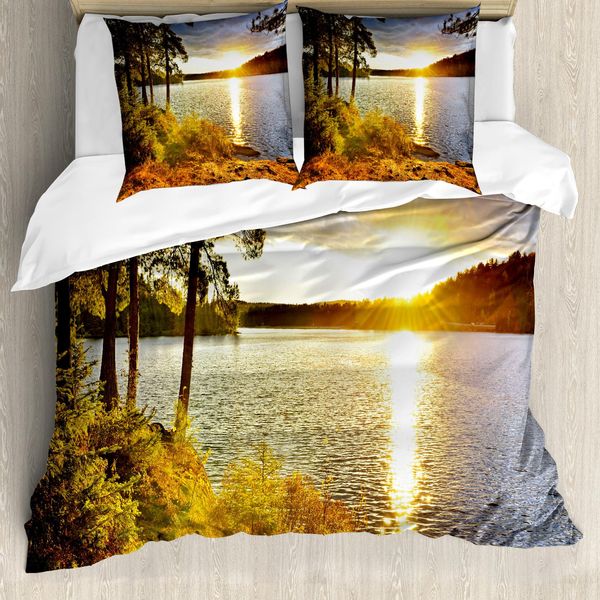 Abakuhaus Copripiumino Paesaggio, Tramonto Nella Foresta Canadese, Antiacaro, Adatto A Chi Soffre Di Allergie, Con Federe, 200 Cm X 200 Cm - 80 X 80 Cm, Multicolore-image
