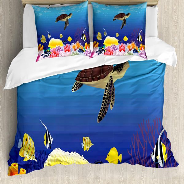 Abakuhaus Copripiumino Ocean, Deep Sealife Fish Moss, Antiacaro, Adatto A Chi Soffre Di Allergie, Con Federe, 200 Cm X 200 Cm - 80 X 80 Cm, Multicolore-image