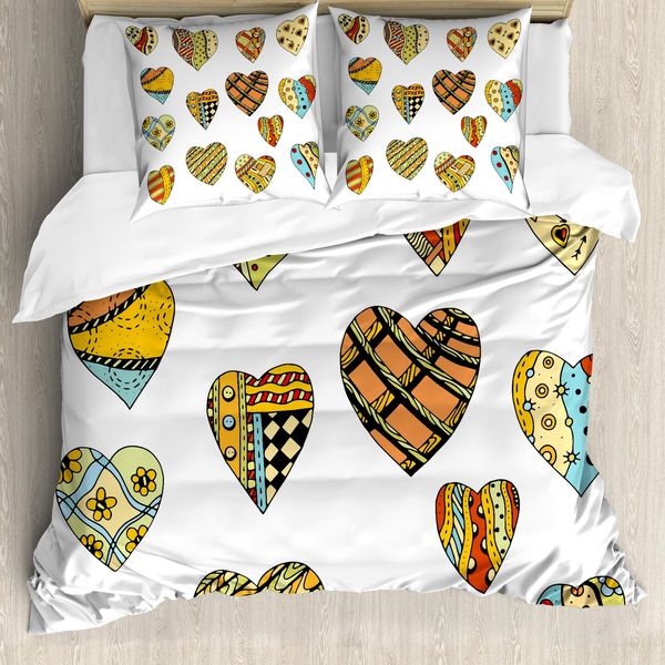 Abakuhaus Copripiumino Valentine, Motivo A Forma Di Cuore, Antiacaro, Adatto A Chi Soffre Di Allergie, Con Federe, 155 Cm X 220 Cm - 80 X 80 Cm, Multicolore-image