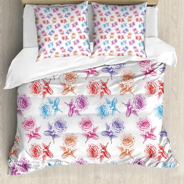 Abakuhaus Copripiumino Con Fiori, Romantica Natura In Fiore, Antiacaro, Adatto A Chi Soffre Di Allergie, Con Federe, 200 Cm X 200 Cm - 80 X 80 Cm, Multicolore-image