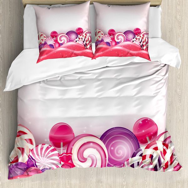 Abakuhaus Copripiumino Moderno, Lecca-Lecca Arcobaleno, Antiacaro, Adatto A Chi Soffre Di Allergie, Con Federe, 200 Cm X 200 Cm - 80 X 80 Cm, Corallo Scuro Rosa Pallido-image