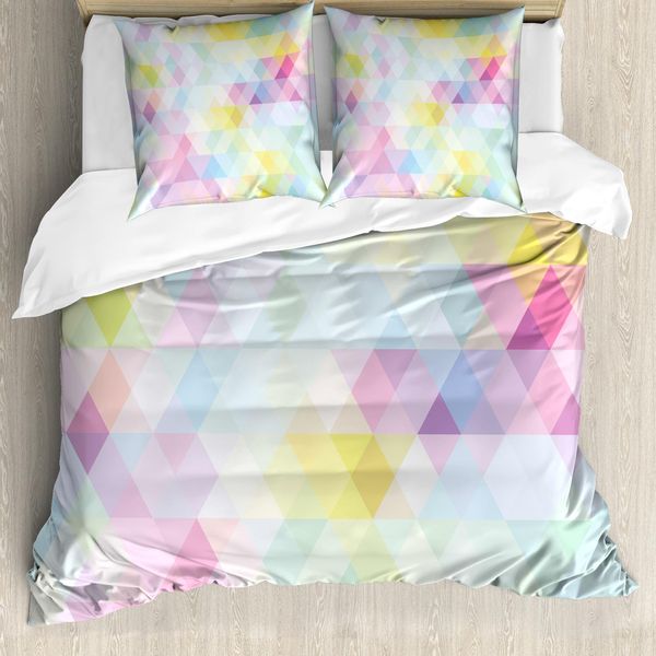 Abakuhaus Copripiumino Astratto, Arte Geometrica A Rombi, Antiacaro, Adatto A Chi Soffre Di Allergie, Con Federe, 155 Cm X 220 Cm - 80 X 80 Cm, Multicolore-image