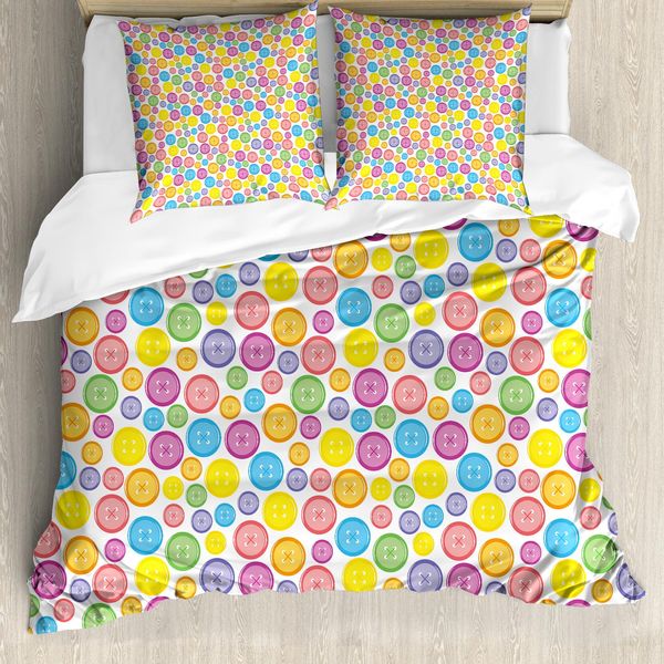 Set Copripiumino Abakuhaus Kids Per Letti Matrimoniali, Bottoni Circolari Artistici, Antiacaro, Adatto A Chi Soffre Di Allergie, Con Federe, Multicolore-image