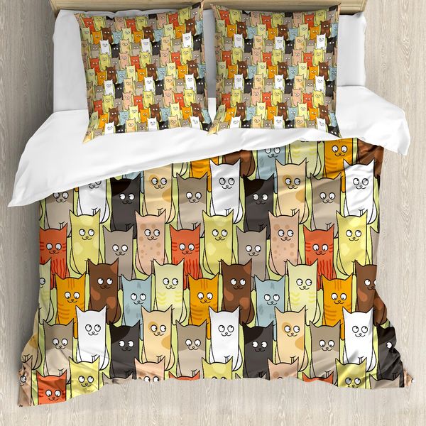 Abakuhaus Copripiumino Per Gatti, Divertente Cartone Animato Colorato, Resistente All'acqua, Lavabile, Colori Che Non Stingono, Personalizzato, 200 Cm X 200 Cm - 80 X 80 Cm, Multicolore-image