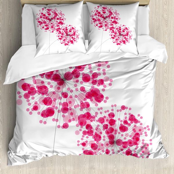Abakuhaus Copripiumino Rosa, Motivo Astratto Con Denti Di Leone, Antiacaro, Adatto A Chi Soffre Di Allergie, Con Federe, 200 Cm X 200 Cm - 80 X 80 Cm, Rosa Perlato-image