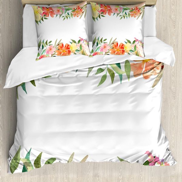 Abakuhaus Copripiumino Con Fiori, Petali Morbidi, Antiacaro, Adatto A Chi Soffre Di Allergie, Con Federe, 200 Cm X 200 Cm - 80 X 80 Cm, Multicolore-image
