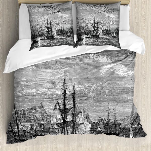 Abakuhaus Copripiumino Antico, Storia Della Francia Elba, Antiacaro Adatto A Chi Soffre Di Allergie Con Federe, 155 Cm X 220 Cm - 80 X 80 Cm, Grigio Nero-image