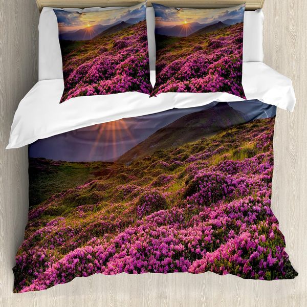 Abakuhaus Copripiumino Naturale, Prato Fiorito Montagna, Antiacaro, Adatto A Chi Soffre Di Allergie, Con Federe, 155 Cm X 220 Cm - 80 X 80 Cm, Multicolore-image