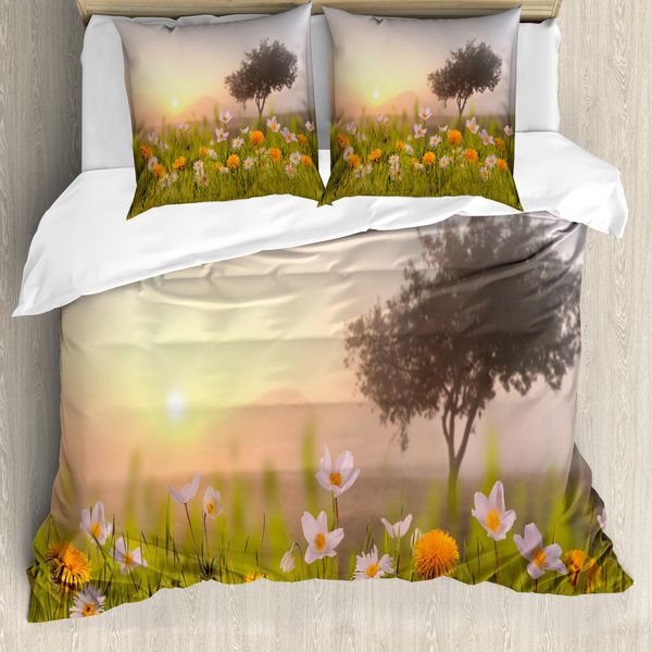 Abakuhaus Copripiumino Naturale, Margherita-Albero Nebbia, Antiacaro, Adatto A Chi Soffre Di Allergie, Con Federe, 155 Cm X 220 Cm - 80 X 80 Cm, Multicolore-image
