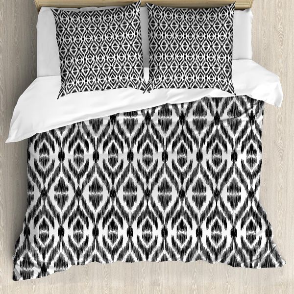 Abakuhaus Copripiumino Tribale, Sketchy Scheinen Rettangolare, Antiacaro, Adatto A Chi Soffre Di Allergie, Con Federe, 155 Cm X 220 Cm - 80 X 80 Cm, Bianco E Nero-image
