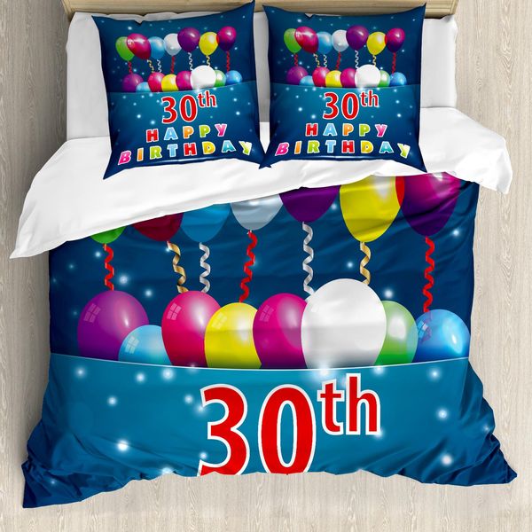 Abakuhaus Set Copripiumino Colorato Per Letti Matrimoniali, Nastro Riccio Con Palloncini, Antiacaro, Adatto A Chi Soffre Di Allergie, Con Federe, Multicolore-image