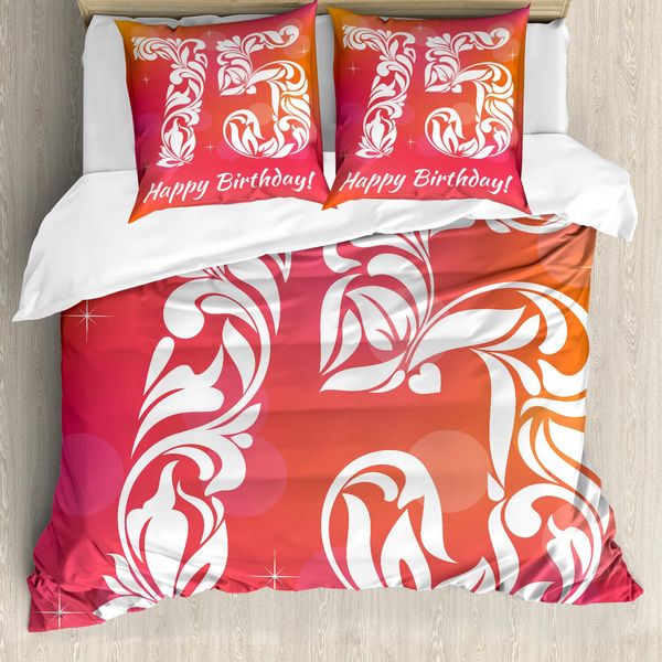 Abakuhaus 75° Compleanno Copripiumino, 75-Strudel, Antiacaro, Adatto A Chi Soffre Di Allergie, Con Federe, 200 Cm X 200 Cm - 80 X 80 Cm, Rosa, Arancione E Bianco-image