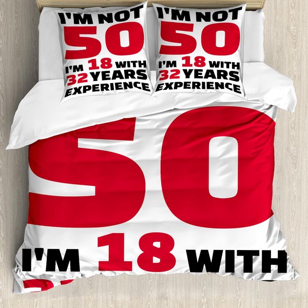 Abakuhaus 50° Compleanno Copripiumino, Feltro 18, Antiacaro, Adatto A Chi Soffre Di Allergie, Con Federe, 200 Cm X 200 Cm - 80 X 80 Cm, Rosso, Nero, Bianco-image
