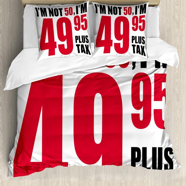 Abakuhaus 50° Compleanno Copripiumino, Frase Divertente, Antiacaro, Adatto A Chi Soffre Di Allergie, Con Federe, 200 Cm X 200 Cm - 80 X 80 Cm, Rosso, Nero, Bianco-image