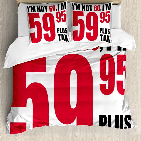 Abakuhaus 60° Compleanno Copripiumino, Divertenti Frasi Di Compleanno, Antiacaro, Adatto A Chi Soffre Di Allergie, Con Federe, 200 Cm X 200 Cm - 80 X 80 Cm, Rosso E Nero-image