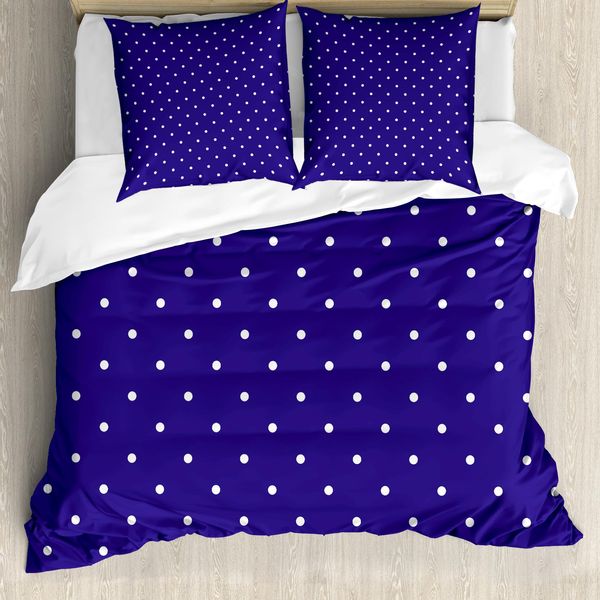 Abakuhaus Copripiumino Marine, Pois Retrò, Antiacaro, Adatto A Chi Soffre Di Allergie, Con Federe, 200 Cm X 200 Cm - 80 X 80 Cm, Viola Bianco-image