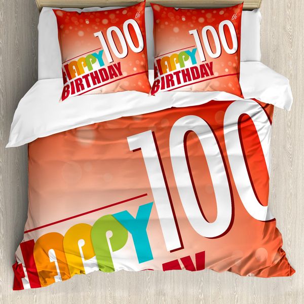 Abakuhaus Set Copripiumino Astratto Per Letti Matrimoniali, Citazione "Buon Compleanno"", Antiacaro, Adatto A Chi Soffre Di Allergie, Con Federe, Multicolore"-image
