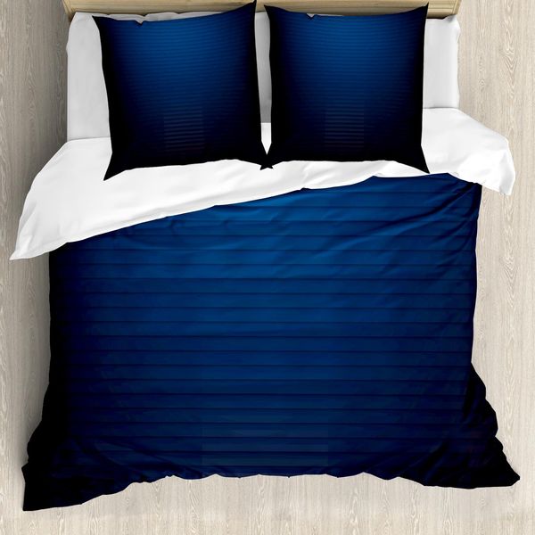 Abakuhaus Copripiumino Marine, Linee Urbane Digitali, Antiacaro, Adatto A Chi Soffre Di Allergie, Con Federe, 155 Cm X 220 Cm - 80 X 80 Cm, Blu Scuro-image